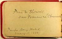 Album page with Fred W. Stowell's signature. Page reads "Fred W. Stowell San Fransisco Chronicle Tampa Bay Hotel May 11, 1898.