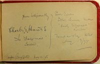 Album page with Charles E. Hand and E.P. Nuthall's signatures. Other writing on page is indistinct.