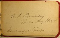 Album page with E.A. Binnley's signature. Page reads "E.A. Binnley Tampa Bay Hotel Annapolis Times"