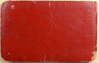 Album back cover. Red leather, peeling on bottom right corner.