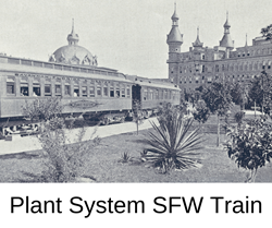 historic photo of train stopped outside Hotel