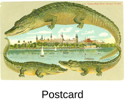 postcard of hotel from across river