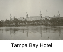 historic photo of hotel from across river