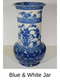Blue and white jar