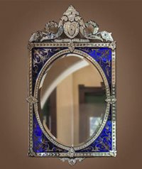ornate oval mirror with rectangular frame