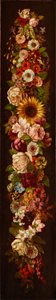 tall, narrow panel with colorful flowers